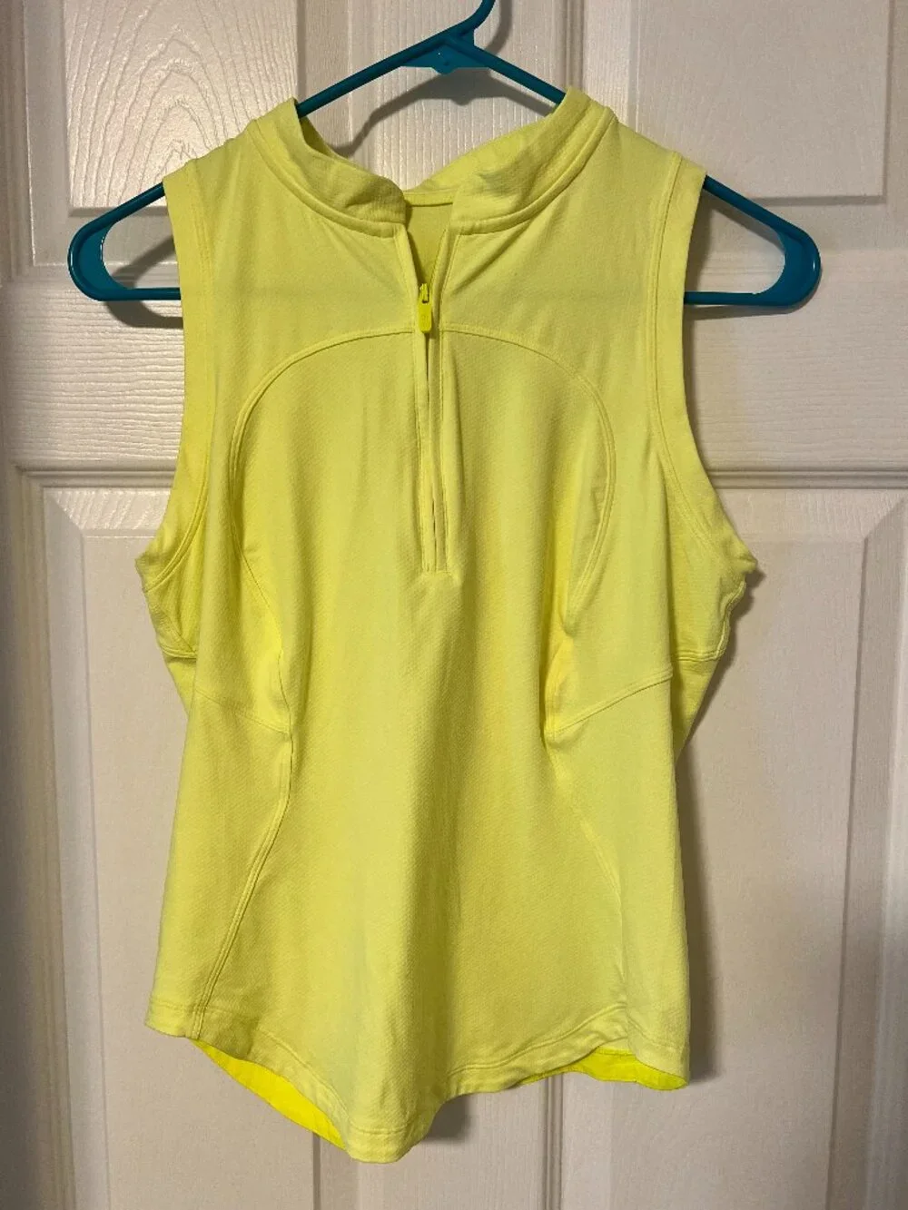 Lululemon Neon Yellow Sleeveless Quarter-Zip Quick-Dry Tank Top Size 6